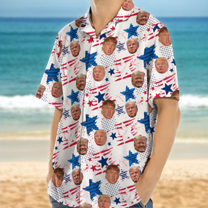 Custom Independence Day American Donald Trump Face Hawaiian Shirt DM01 62617