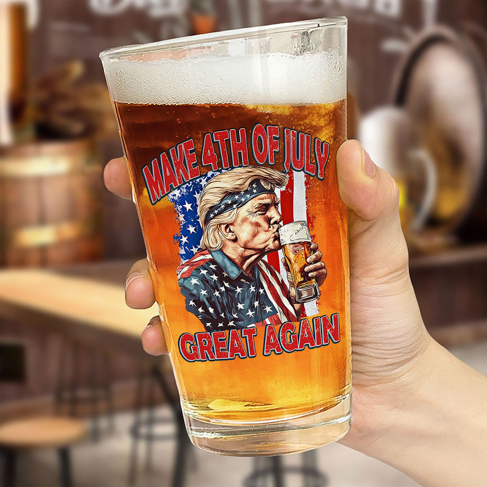 Cheers With Trump This 4th Of July Great Again Print Beer Glass LM32 65389
