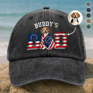 Custom Photo Dog Cat Dad With America 250 Washed Denim Baseball Cap HO82 901268