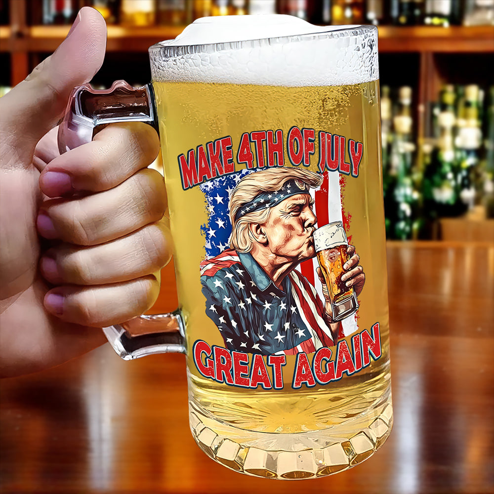 Cheers With Trump This 4th Of July Great Again Glass Beer Mug LM32 65391