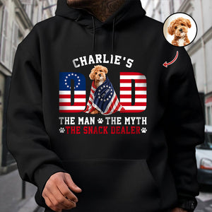 Custom Photo Dog - Dog's Dad The Man The Myth The Dealer American Flag Dark Shirt HO82 901262