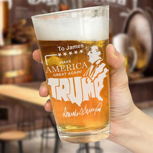 Make America Great Again Trump Signature Engraved Beer Glass DM01 62655