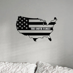 Custom Family Name Patriotic National Flag Metal Sign HO82 901158