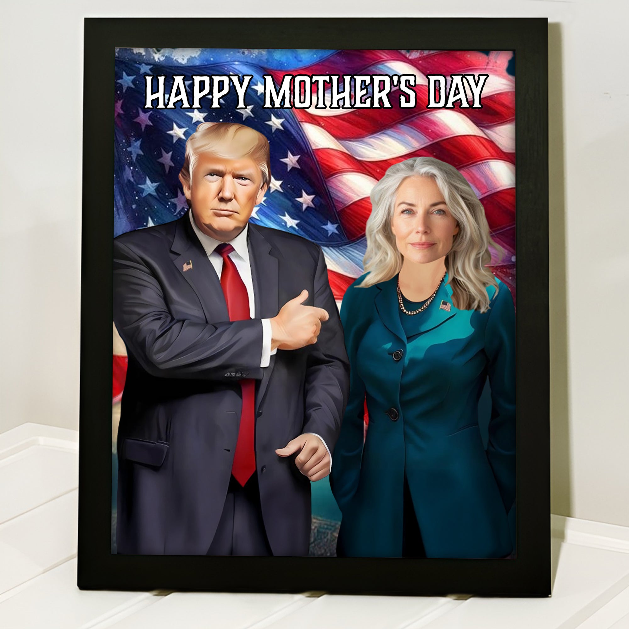 Custom Face Photo With Trump President Picture Frame Gift For Mother's Day, Father's Day HO82 65704