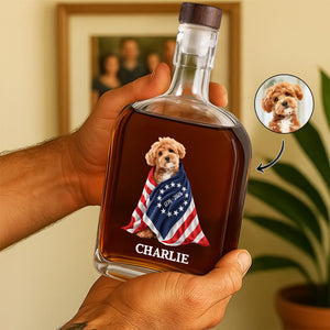 Custom Photo Dog Cat With America 250 Whiskey Bottle HO82 901256