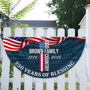 Custom Family Name Patriotic American Flag, 250 Years of Blessing God Fan Flag LM32 897741