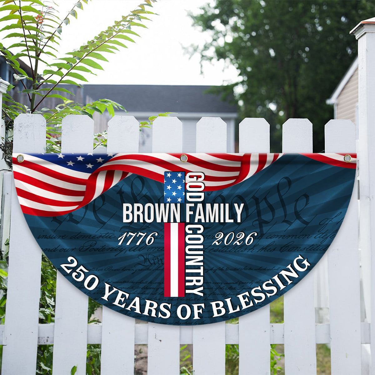 Custom Family Name Patriotic American Flag, 250 Years of Blessing God Fan Flag LM32 897741