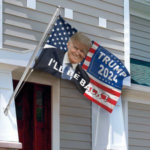 Custom Photo I Will Be Back Trump 2024 Flag TA29 62483