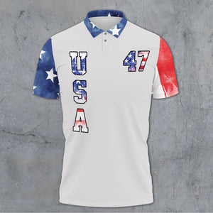 Donald Trump 47 Pro Trump American Flag Polo Shirt DM01 62503
