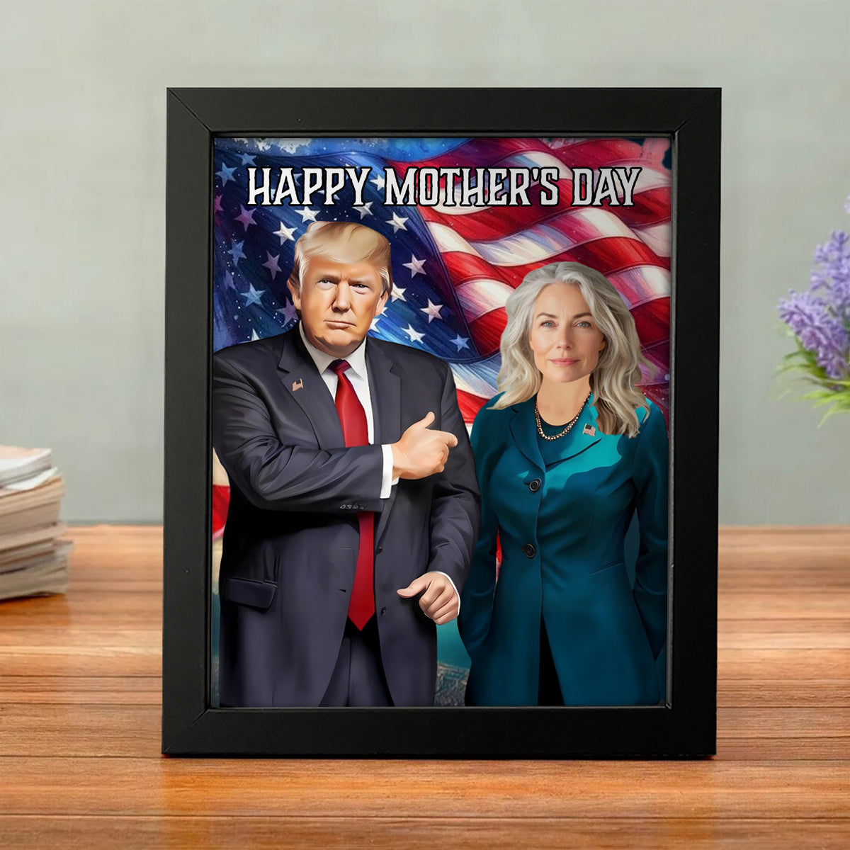 Custom Face Photo With Trump President Picture Frame Gift For Mother's Day, Father's Day HO82 65704
