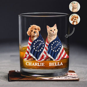 Custom Photo Dog Cat With America 250 Whiskey Glass HO82 901258