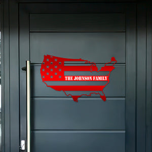 Custom Family Name Patriotic National Flag Metal Sign HO82 901158