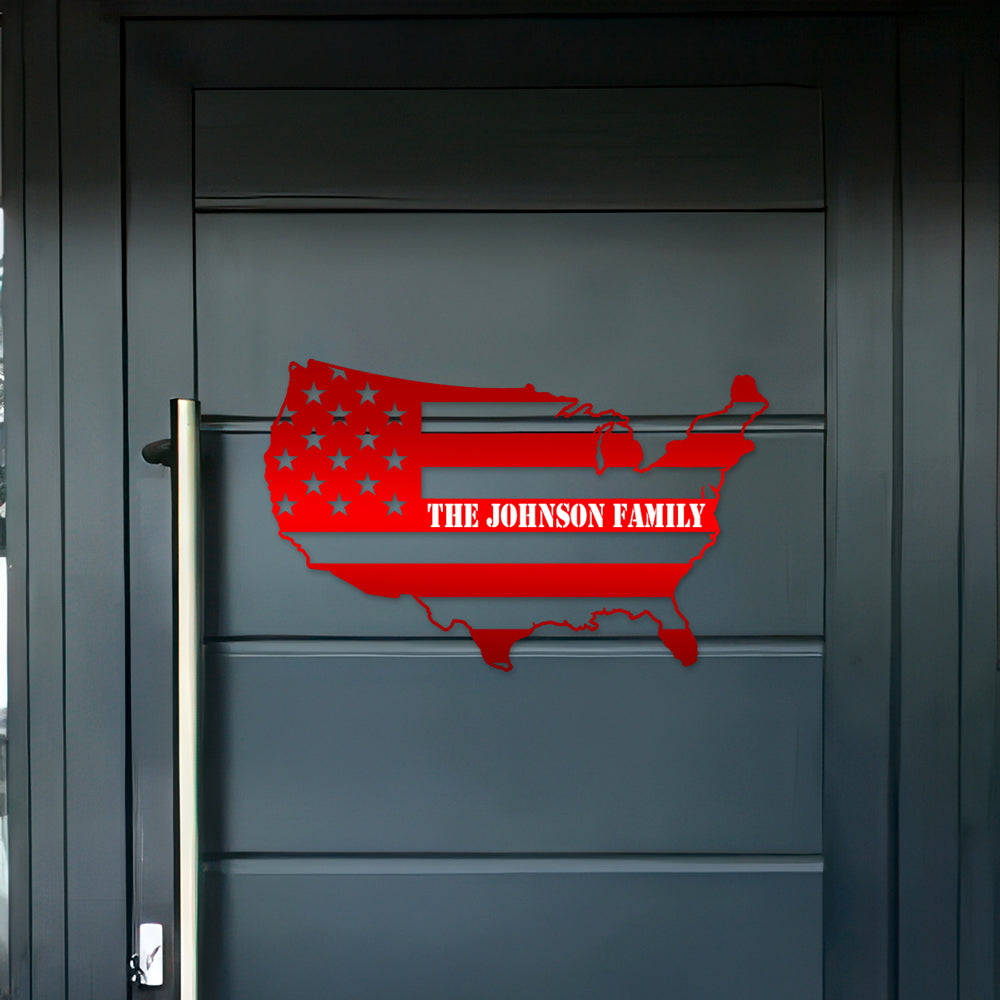 Custom Family Name Patriotic National Flag Metal Sign HO82 901158