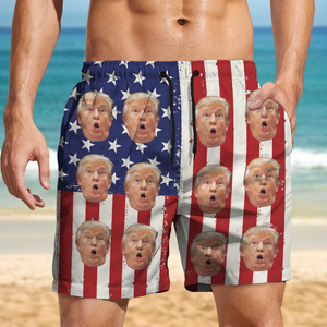 Custom Photo Trump Funny Face Beach Short TH10 62501