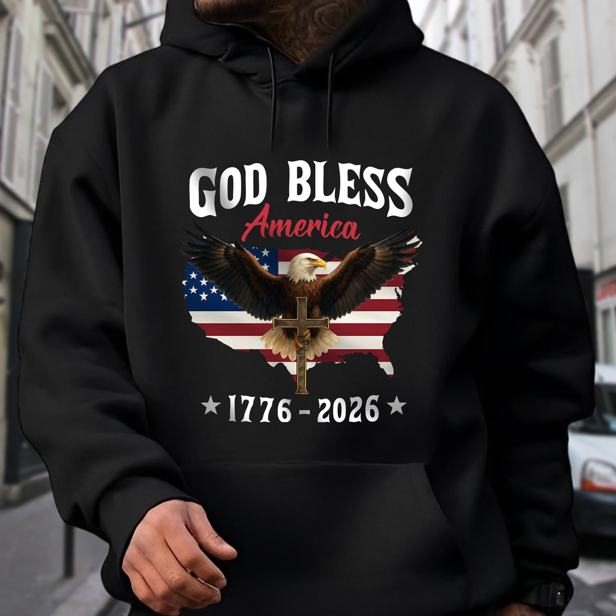 Patriotic 250th Anniversary God Bless America Eagle 1776–2026 Dark Shirt HO82 900994
