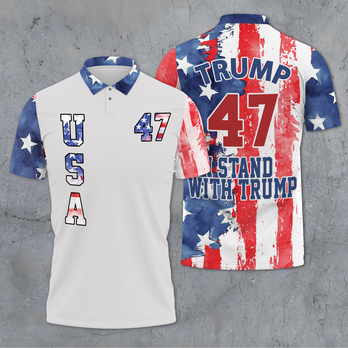 Donald Trump 47 Pro Trump American Flag Polo Shirt DM01 62503