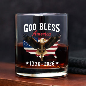 Patriotic 250th Anniversary God Bless America Eagle 1776–2026 Whiskey Glass HO82 900976