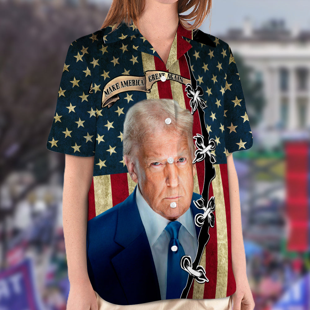 Make America Great Again Trump 2025 With American Flag Hawaii Shirt CH07 67314