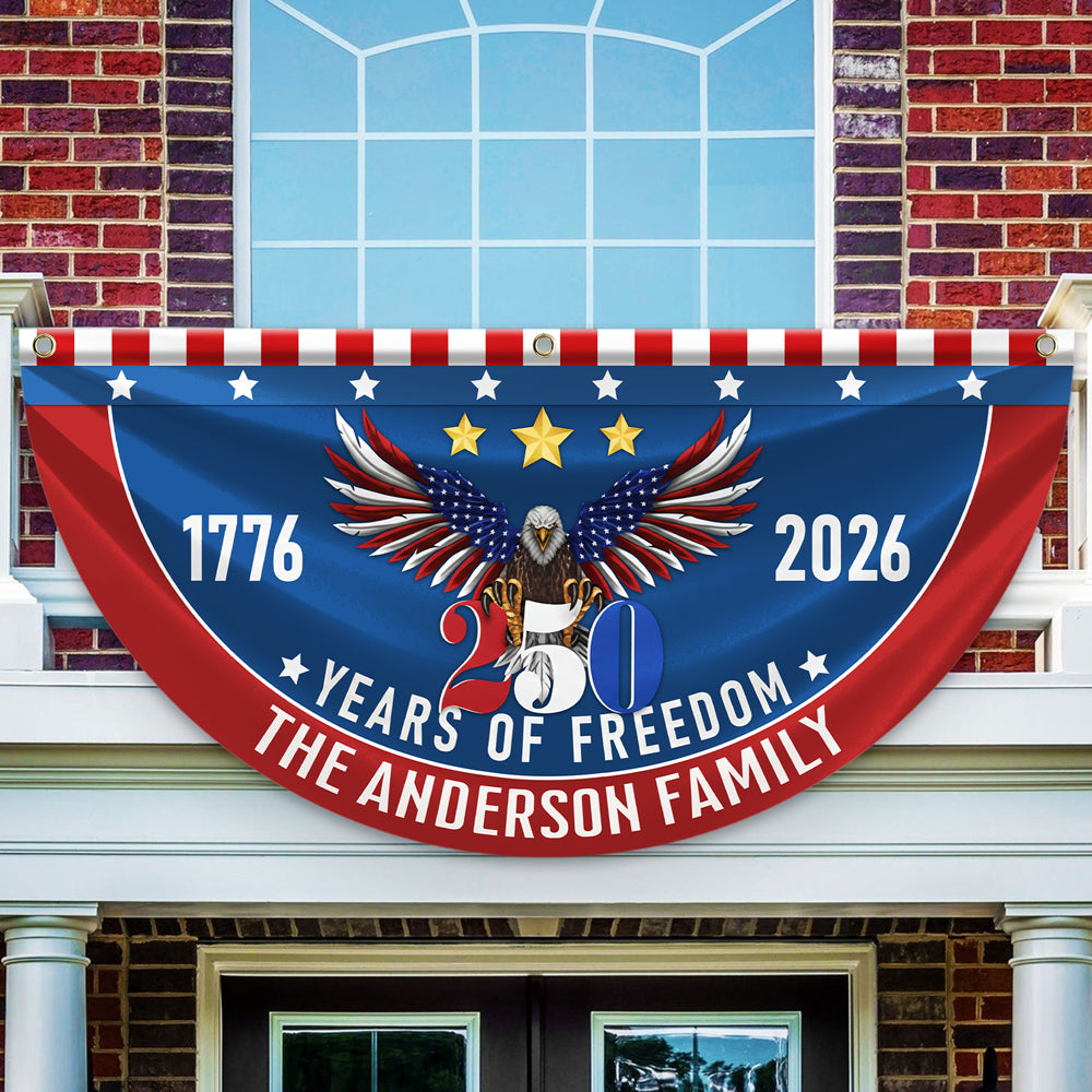 Custom Family Name 250 Years Of Freedom Non-Pleated Fan Flag CH07 910250
