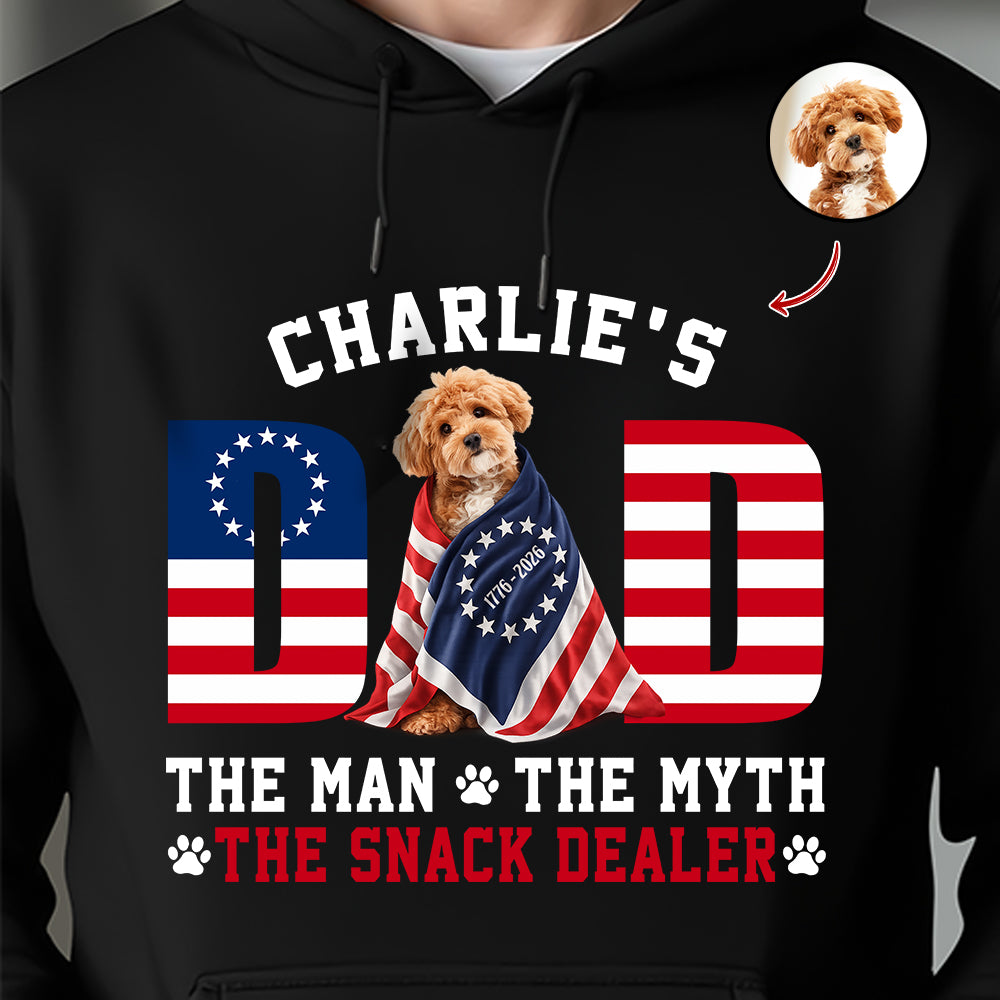 Custom Photo Dog - Dog's Dad The Man The Myth The Dealer American Flag Dark Shirt HO82 901262
