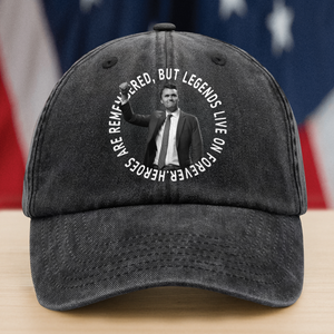 Pray For Legends - Charlie Kirk Lives On Forever Washed Denim Baseball Cap LM32 65479