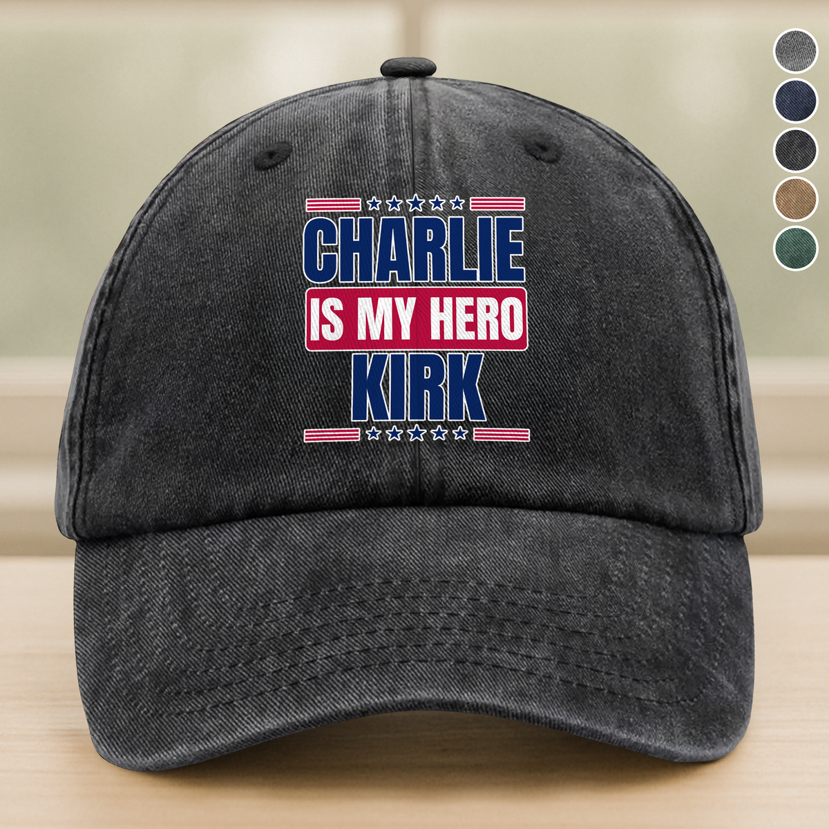 Charlie Kirk Is My Hero Memorial Personalized Denim Baseball Cap LM32 65561