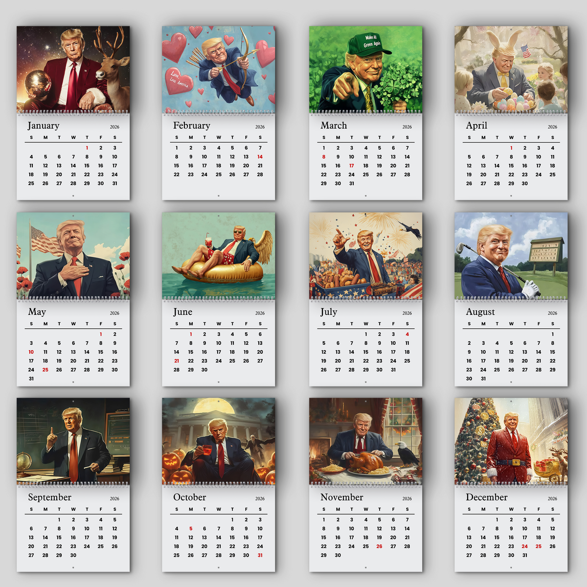 Trump 2026 Wall Calendar Funny New Year Gift Christmas Gift CH07 67504