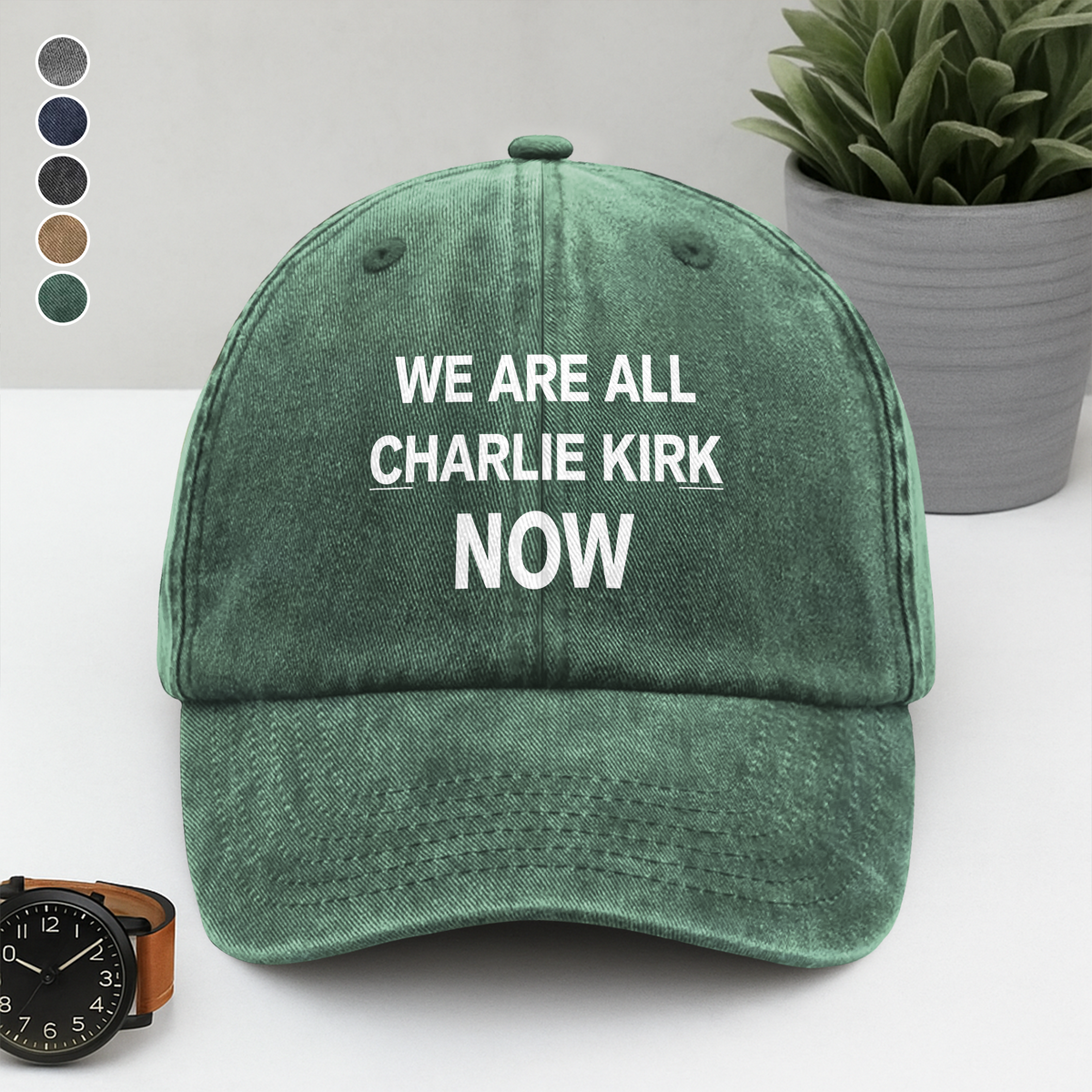 We Are All Charlie Kirk Now Memorial Washed Denim Baseball Cap LM32 65707