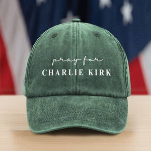 Pray for Charlie Kirk Washed Denim Baseball Cap LM32 65539