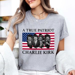 Charlie Kirk Memorial A True Patriot American Flag Bright Shirt CH07 67448