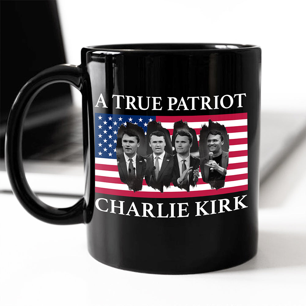 Charlie Kirk Memorial A True Patriot American Flag Black Mug CH07 67450