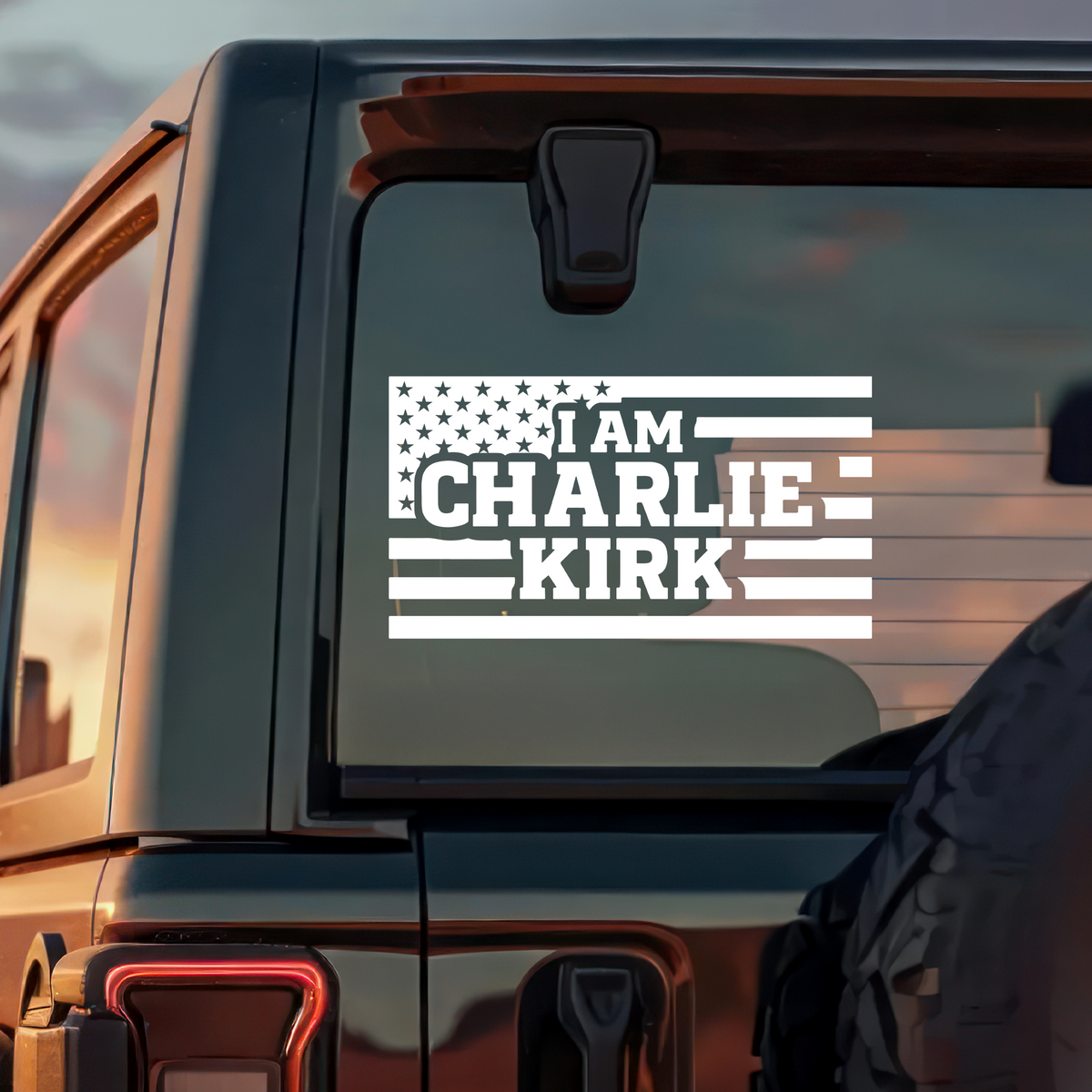 I Am Charlie Kirk Flag USA Memorial MAGA Car Window Decal Sticker LM32 67781