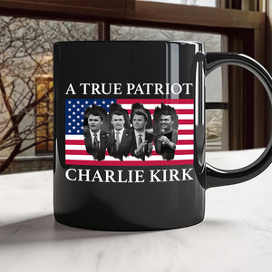Charlie Kirk Memorial A True Patriot American Flag Black Mug CH07 67450