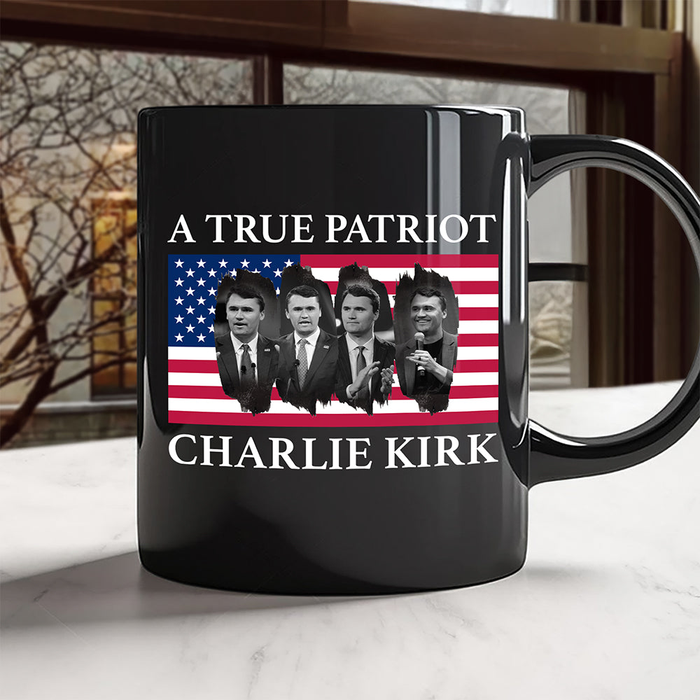 Charlie Kirk Memorial A True Patriot American Flag Black Mug CH07 67450