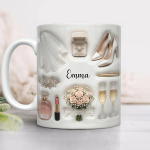 Personalized Wedding Bride & Groom 3D Inflated Effect Printed Mug Gift for Bride, Groom, Newlywed Couple TH10 170581