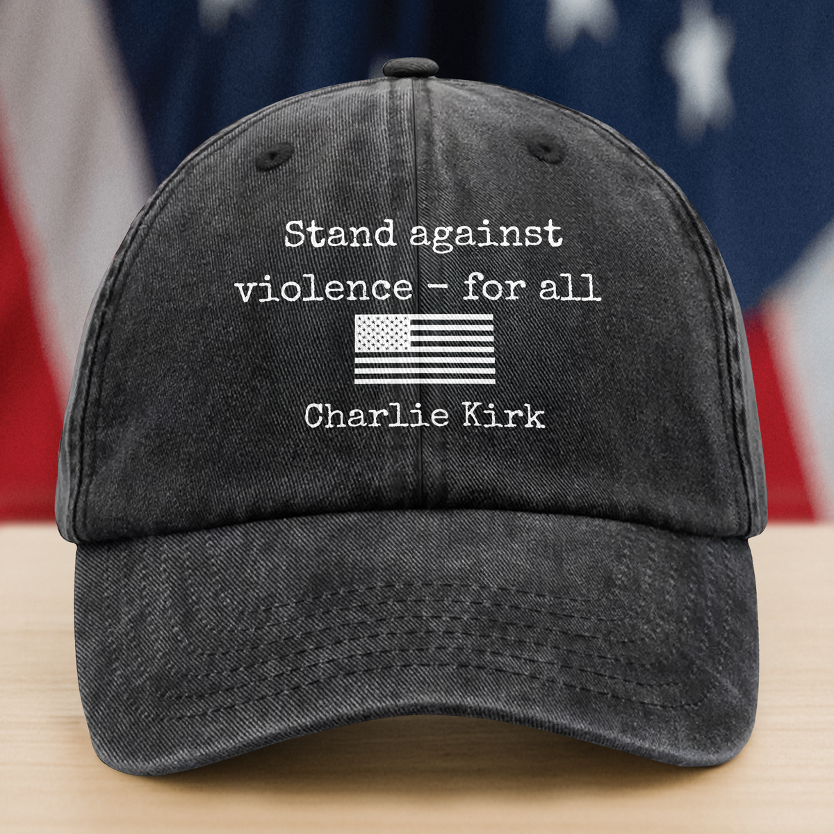 Charlie Kirk Stand Against Violence - For All Washed  Denim Baseball Cap LM32 65649