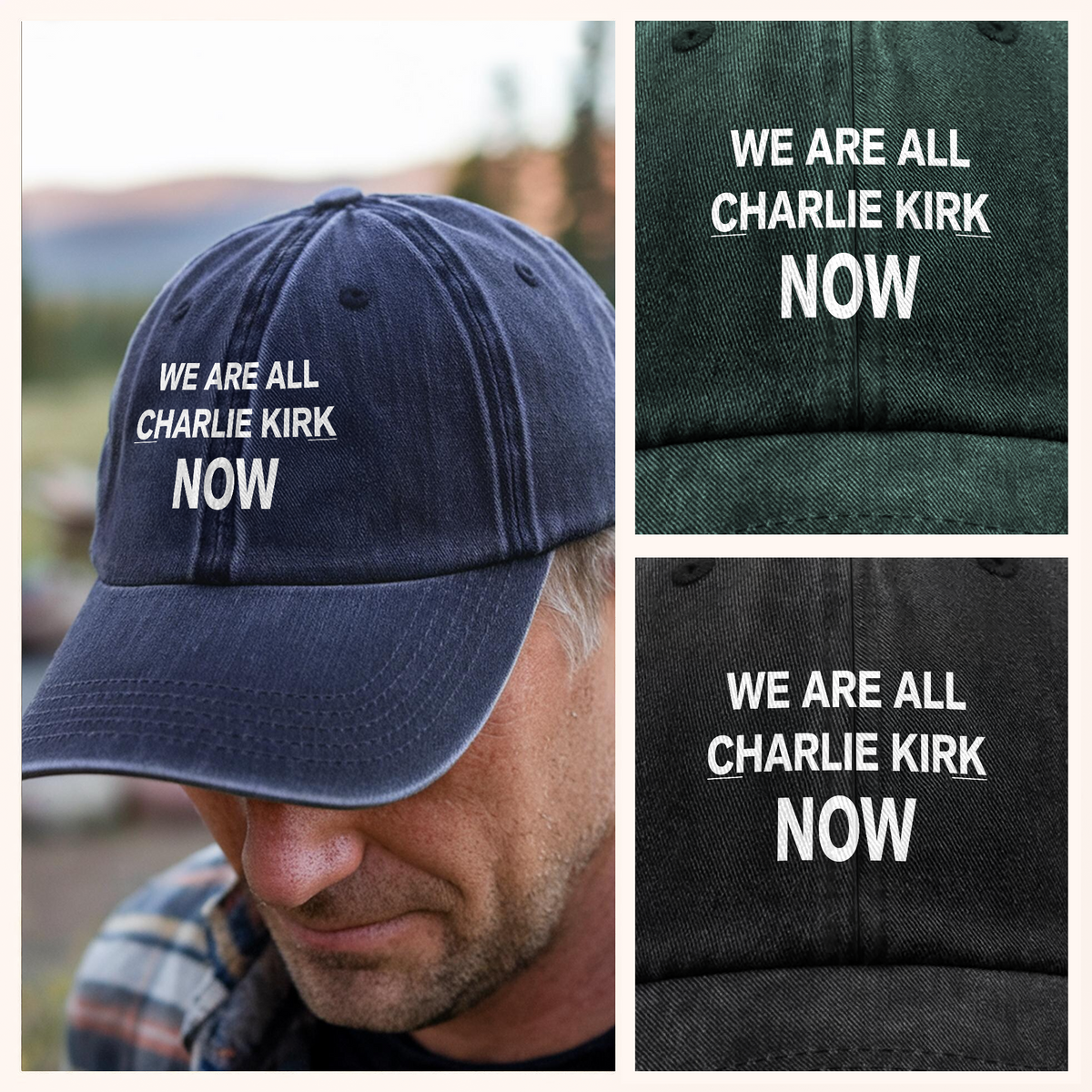 We Are All Charlie Kirk Now Memorial Washed Denim Baseball Cap LM32 65707