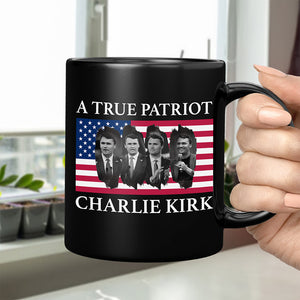 Charlie Kirk Memorial A True Patriot American Flag Black Mug CH07 67450