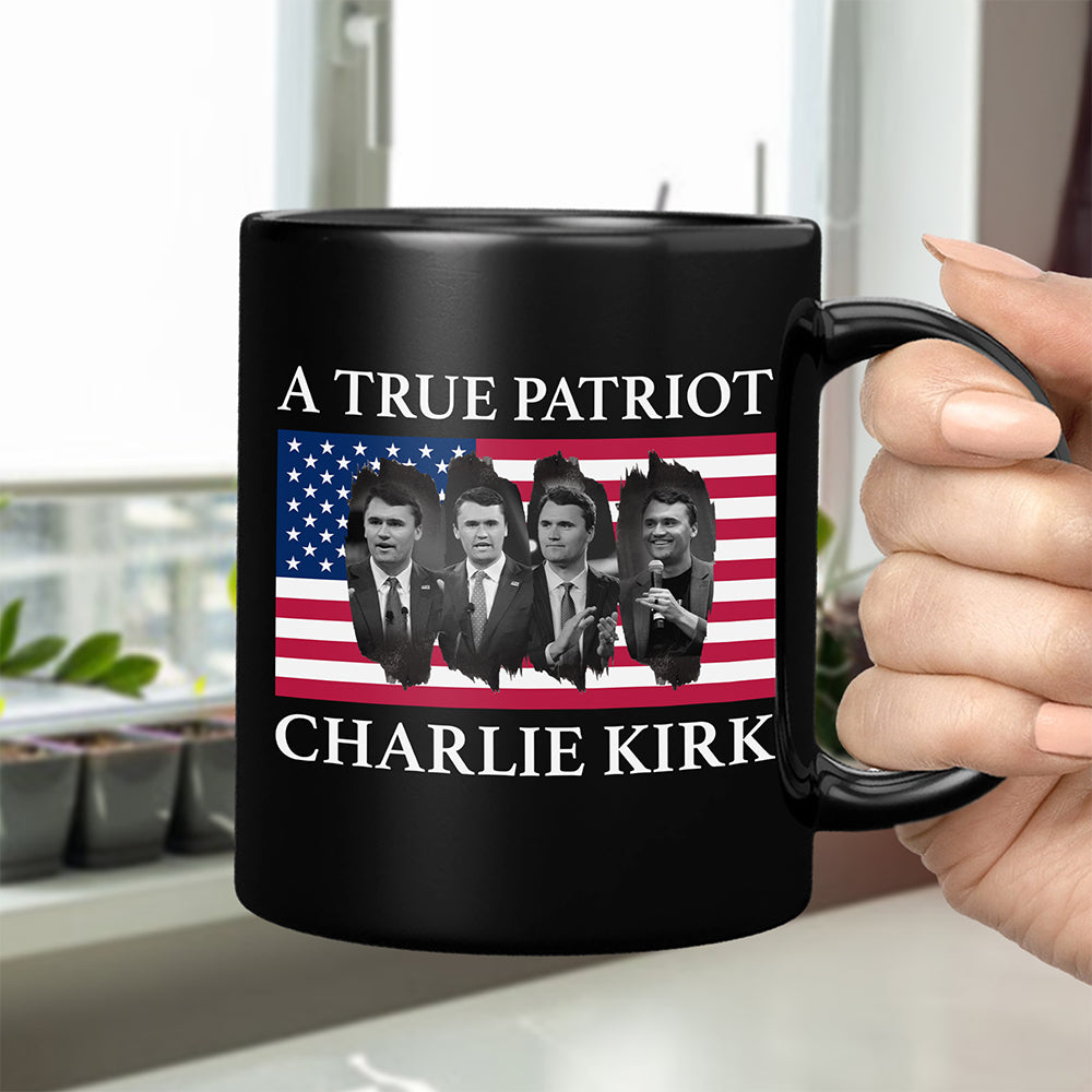 Charlie Kirk Memorial A True Patriot American Flag Black Mug CH07 67450