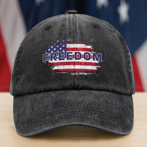 FREEDOM America Flag - Charlie Kirk Memorial Washed Denim Baseball Cap CH07 67590
