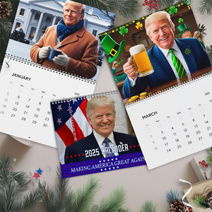 2025 Donald Trump Wall Calendar - Patriotic Holiday & Seasonal Artwork N369 LM32 65073