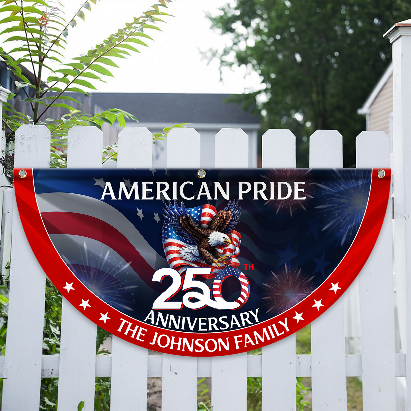 Custom Family Name American Pride Patriotic 250th Anniversary Eagle 1776–2026 Non-pleated Fan Flag HO82 901312