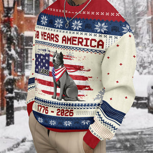 Custom Hero Dog With Flag 250 Years America 1776 - 2026 Ugly Sweater LM32 897143