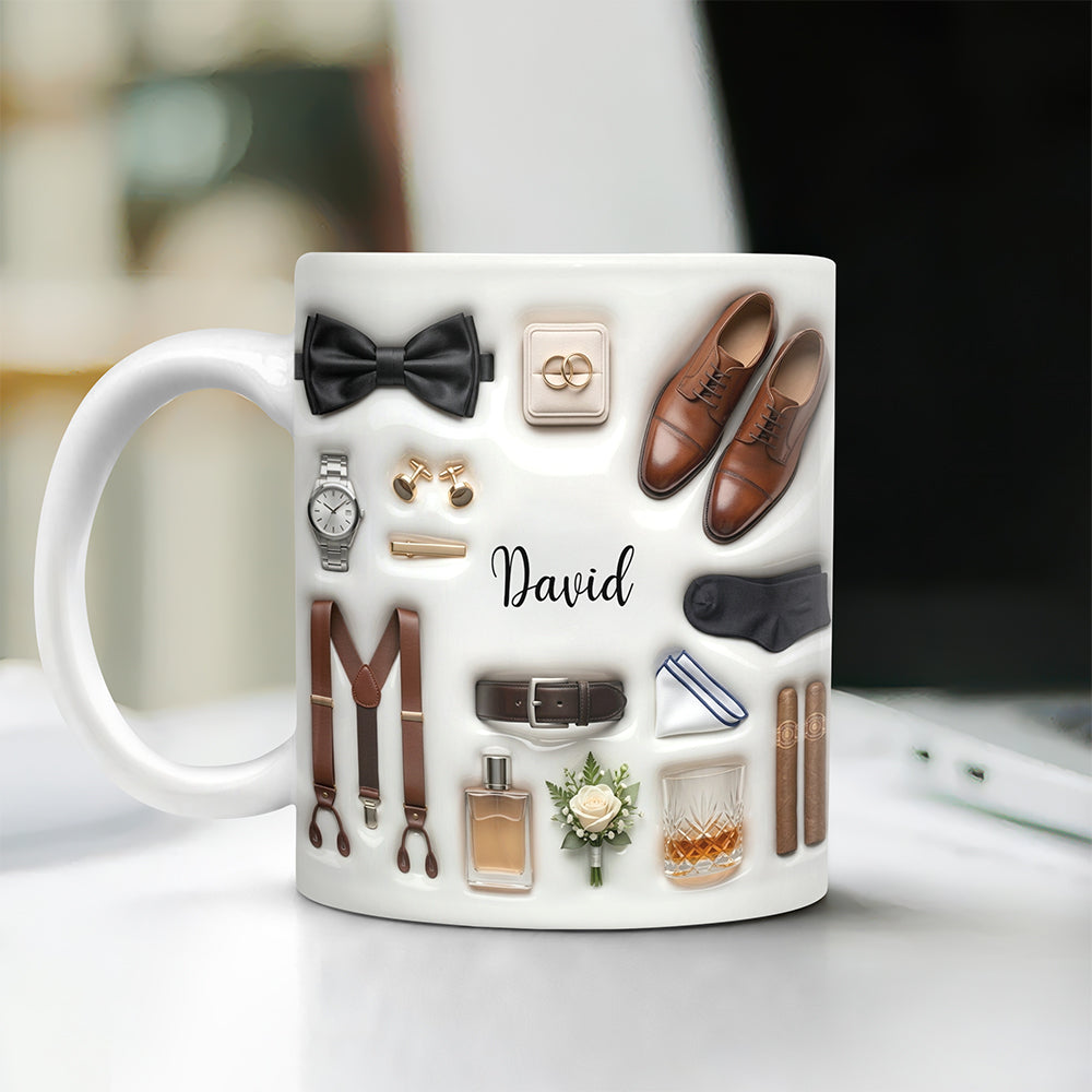 Personalized Wedding Bride & Groom 3D Inflated Effect Printed Mug Gift for Bride, Groom, Newlywed Couple TH10 170581
