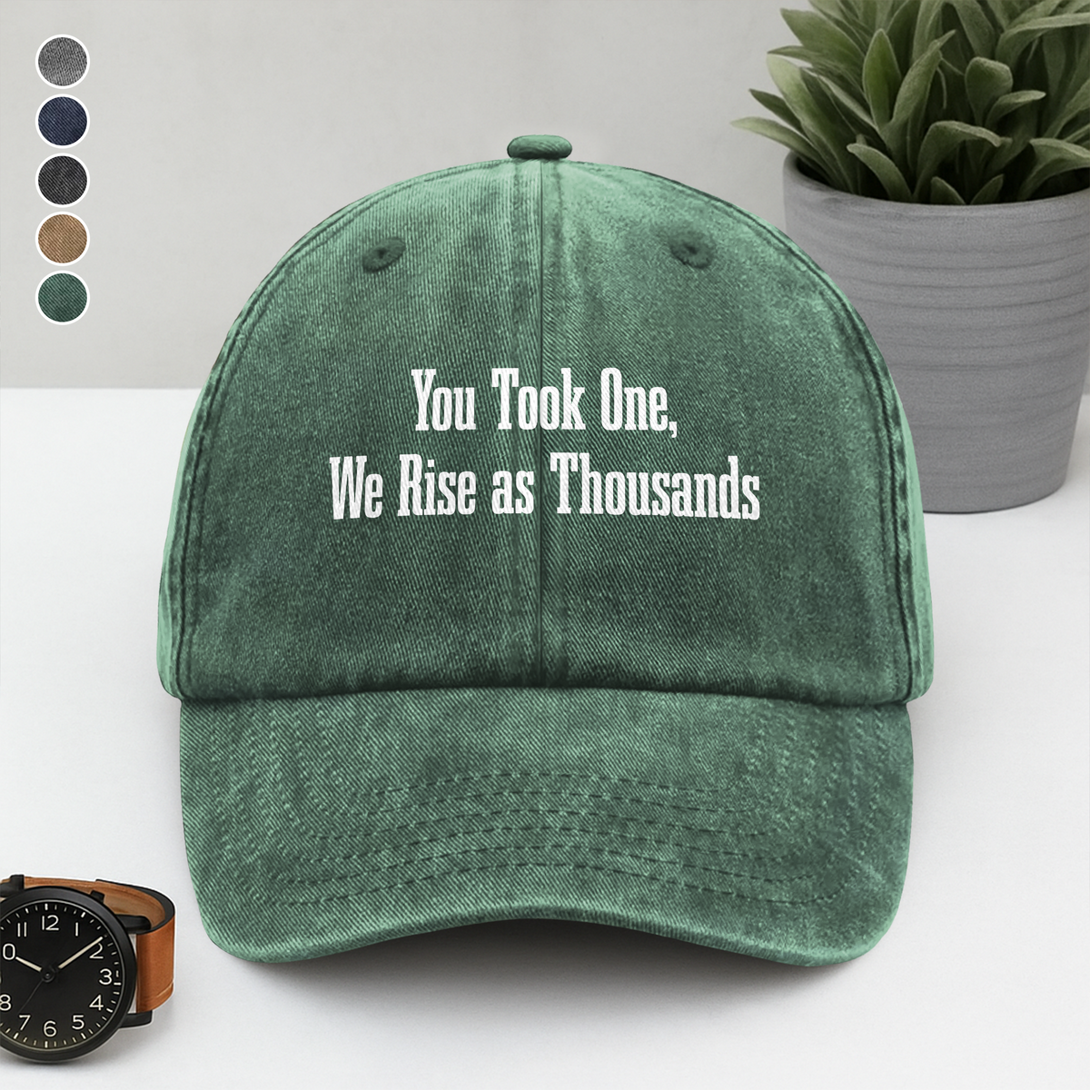 Charlie Kirk You Took One, We Rise As Thoudsans Washed Denim Baseball Cap LM32 65669