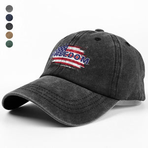 FREEDOM America Flag - Charlie Kirk Memorial Washed Denim Baseball Cap CH07 67590