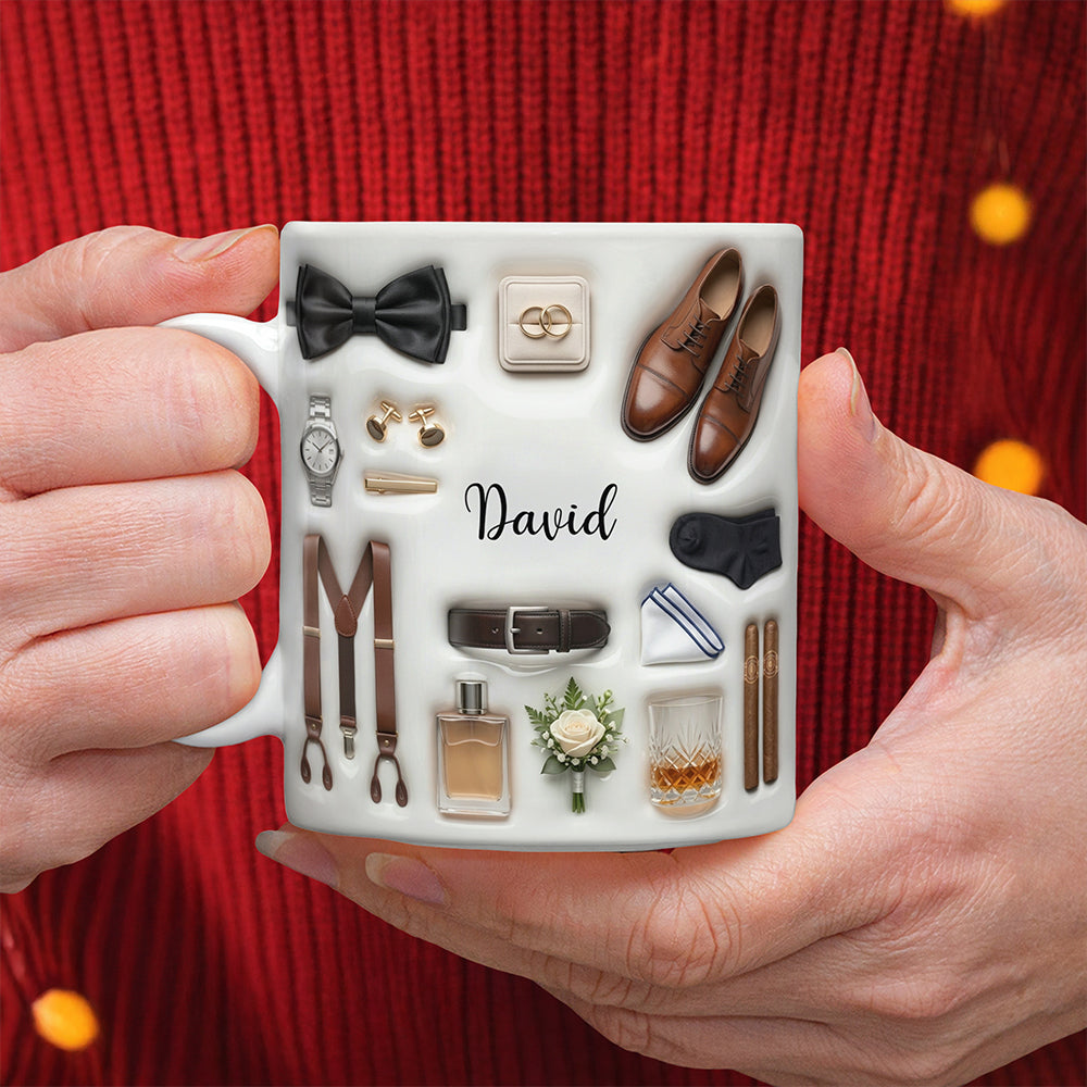 Personalized Wedding Bride & Groom 3D Inflated Effect Printed Mug Gift for Bride, Groom, Newlywed Couple TH10 170581