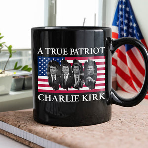 Charlie Kirk Memorial A True Patriot American Flag Black Mug CH07 67450