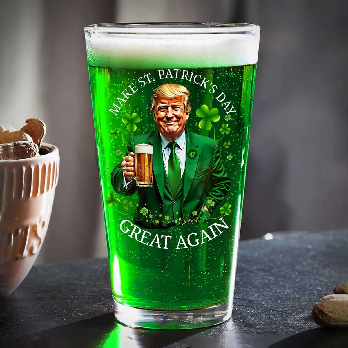 Trump Make ST. Patricks Day Great Again Beer Glass CH07 67254