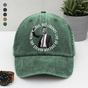 Pray For Legends - Charlie Kirk Lives On Forever Washed Denim Baseball Cap LM32 65479
